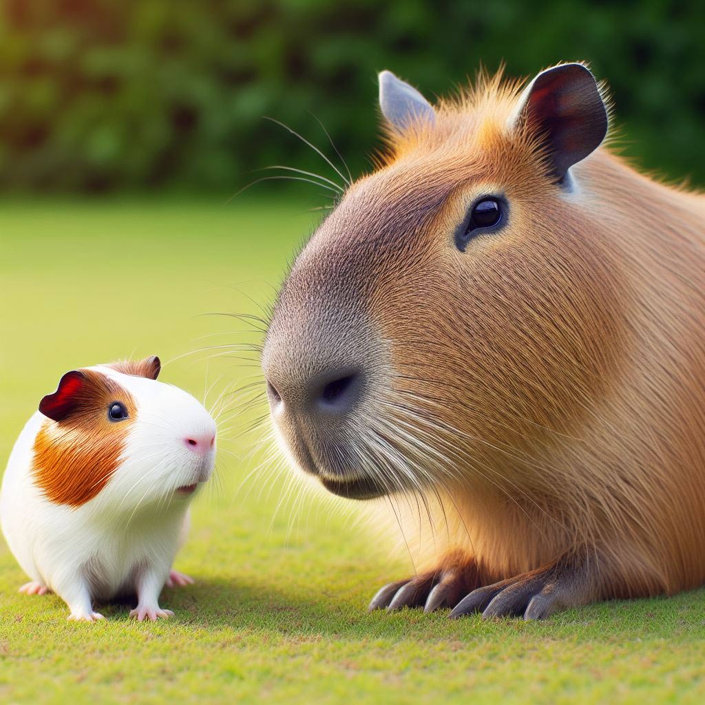il capibara e un porcellino d'india a confronto