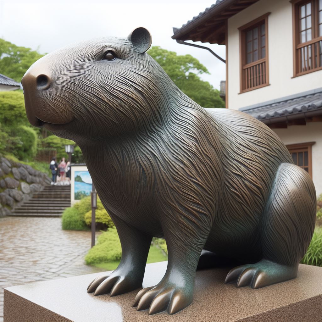 statua capibara animali sacri parco giappone